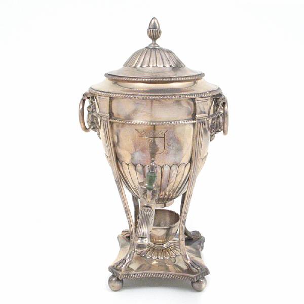 Appraisal: A George III silver small hot water urnJohn Eames London