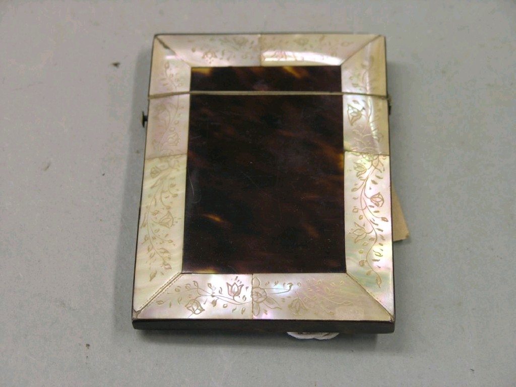 Appraisal: A Victorian tortoiseshell and mother of pearl card case with