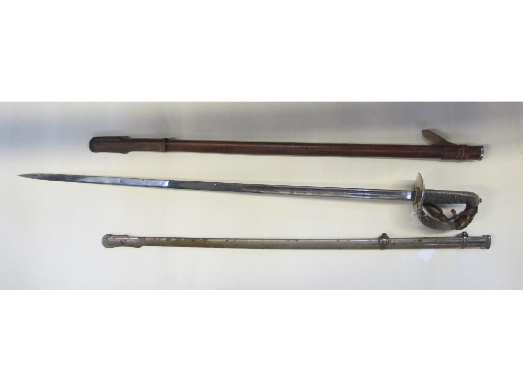 Appraisal: Lot comprising Infantry Officer's sword and a scabbard