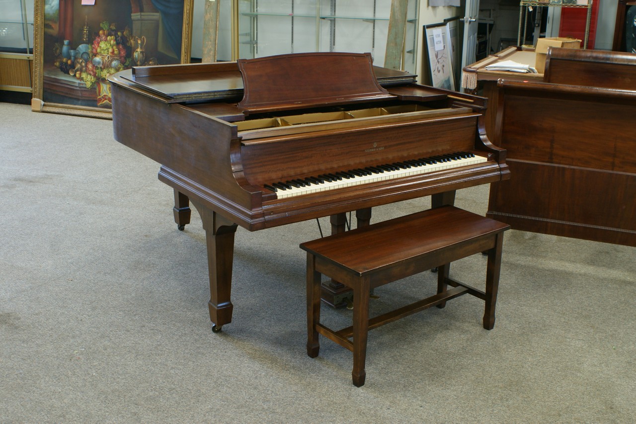 Appraisal: Steinway Model XR grand piano medium mahogany finish back of