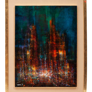 Appraisal: Leonardo Nierman Mexican b Prismatic City Acrylic on Masonite signed