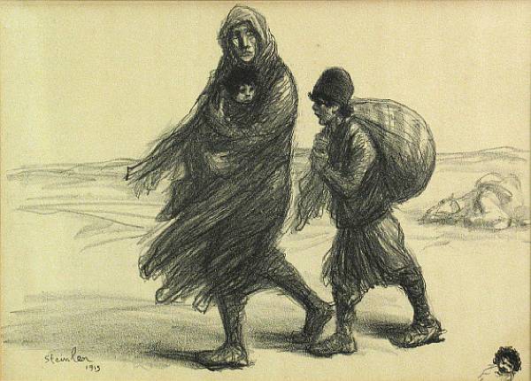 Appraisal: Th ophile Alexandre Steinlen Swiss French - L'Exode Serbe Lithograph