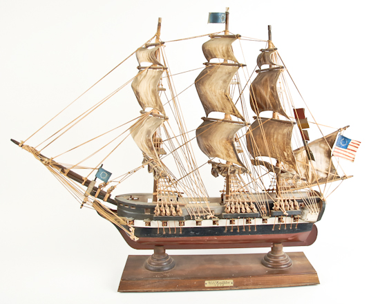 Appraisal: A Ship Model 'U S S Constitution mounted on a