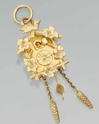 Appraisal: A Ladies' k Gold Cuckoo Clock Charm k yellow gold