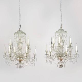 Appraisal: Pair antique Anglo th c lights each with large canopy