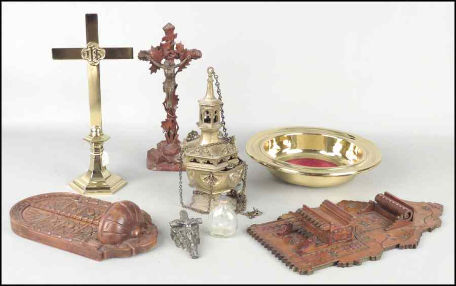 Appraisal: A VARIETY OF RELIGIOUS ACCESSORIES Comprised of a table stand