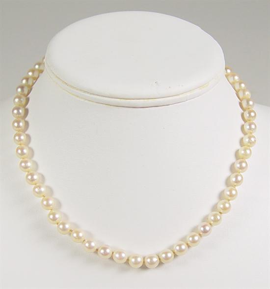 Appraisal: Strand of Akoya Cultured Pearls x mm Cream rose color