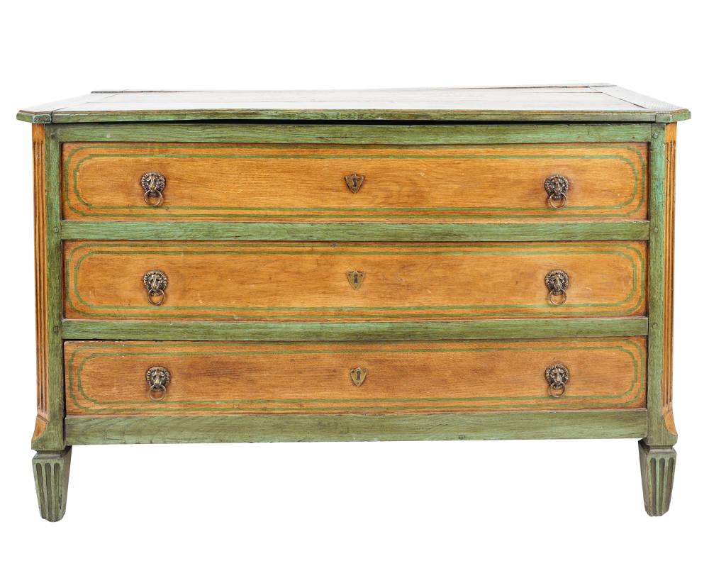 Appraisal: NEOCLASSIC STYLE PAINTED WOOD CHESTwith hinged top with canted corners