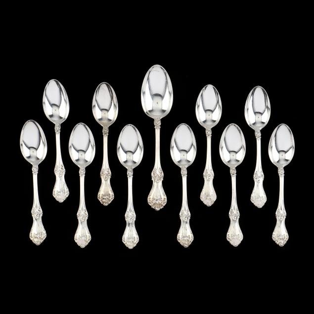 Appraisal: ELEVEN CORINTHIAN STERLING SILVER SPOONS Mark of Roger Williams Silver