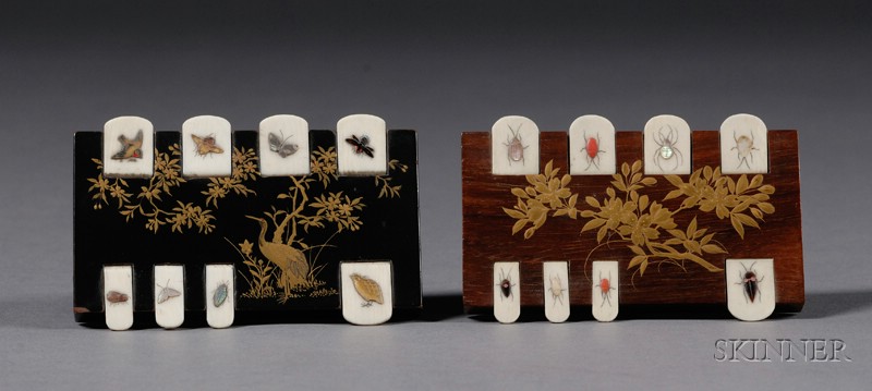 Appraisal: Two Game Counters Japan th century wood inset with ivory