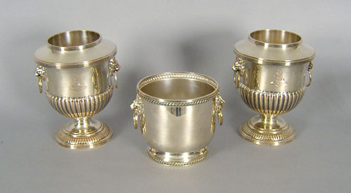 Appraisal: Pair of silver plated wine holders together with an ice