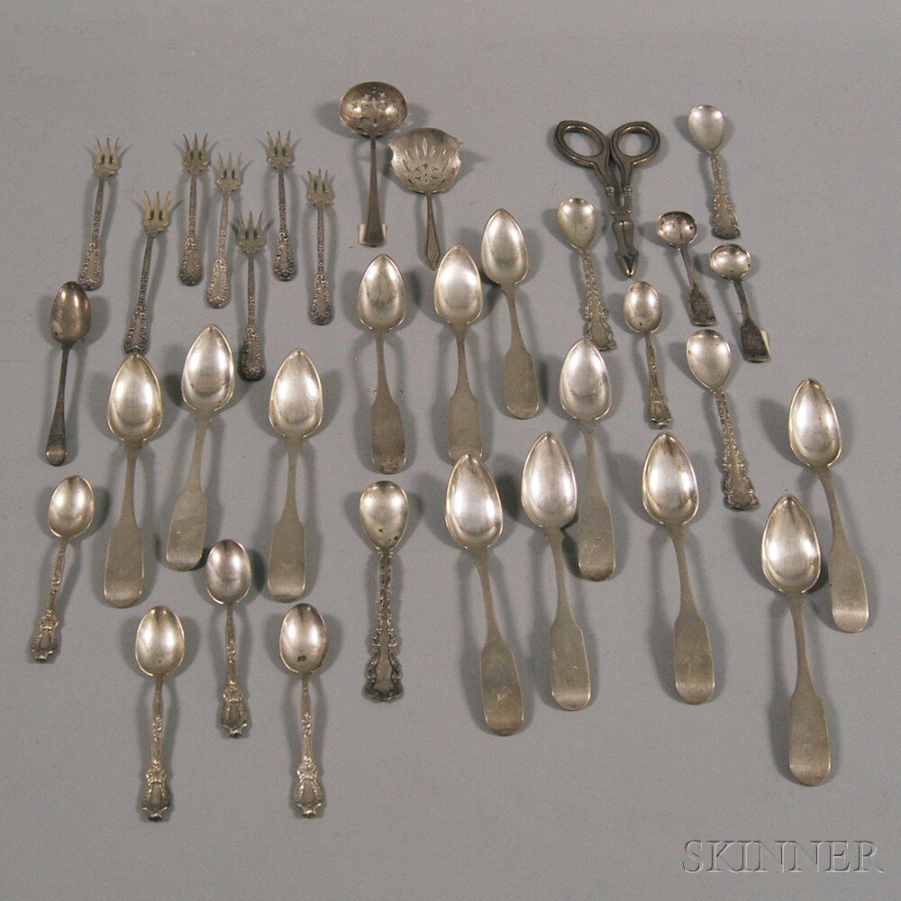 Appraisal: Small Group of Assorted Coin and Sterling Silver Flatware a