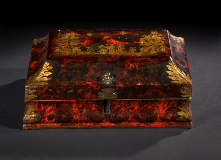 Appraisal: Flemish Engraved Brass-Mounted and Parcel-Gilt Faux-Scarlet Tortoiseshell Desk Box first