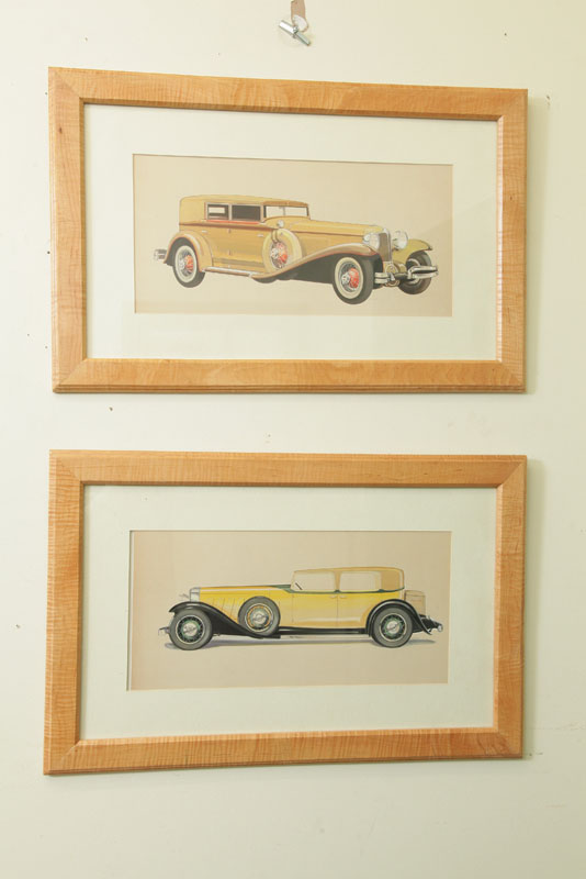 Appraisal: TWO FRAMED WATERCOLORS Depicting vintage automobiles signed D B Battles