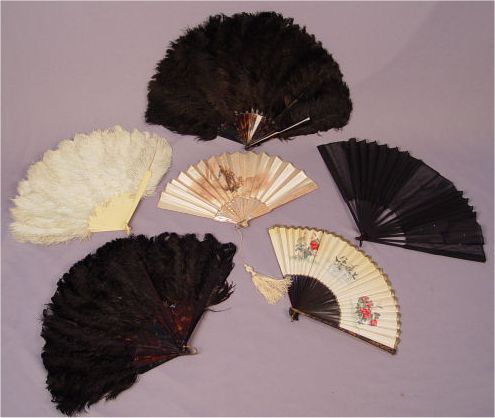 Appraisal: COLLECTION OF VINTAGE FANS and Black feather and tortoiseshell please