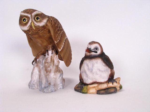 Appraisal: Two porcelain bird figures Spode owl inches high a Boehm