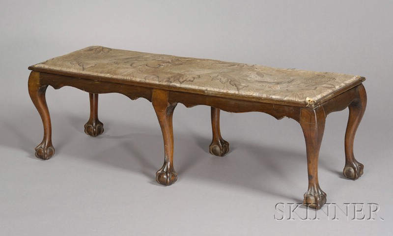 Appraisal: George III Style Mahogany Fireside Bench late th century rectangular