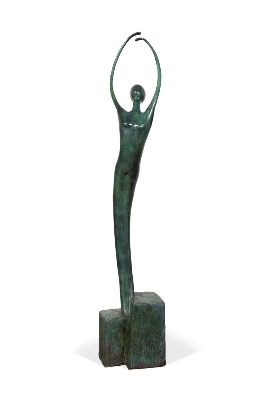 Appraisal: TALL BRONZE PATINATED BALLERINA SCULPTURE American School Ballerina st century