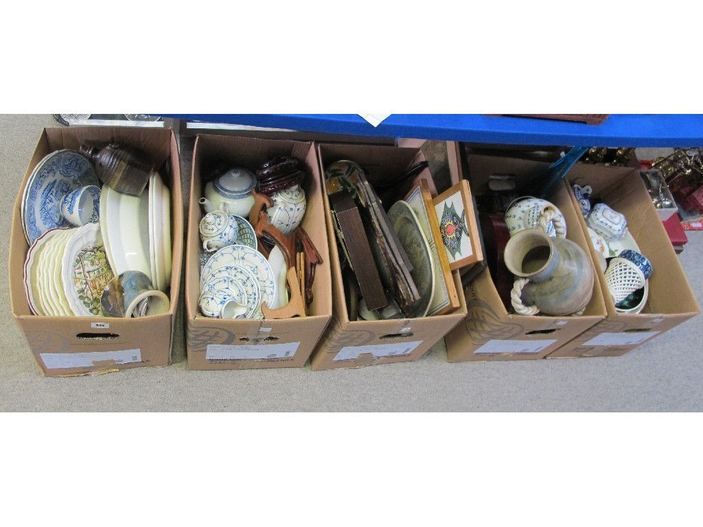 Appraisal: A lot comprising five boxes of assorted ceramics bric-a-brac etc