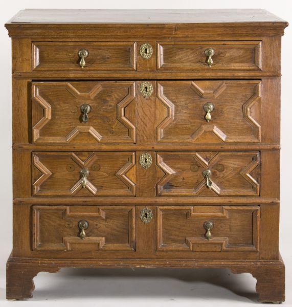 Appraisal: William Mary Chest of Drawers circa English walnut with oak