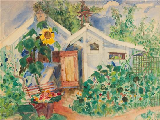 Appraisal: Sale Lot Boris Izrailovich Anisfeld Russian Garden Home watercolor and