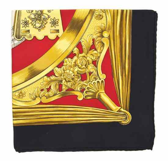 Appraisal: An Hermes Silk Scarf in an 'Etriers' motif Labeled within