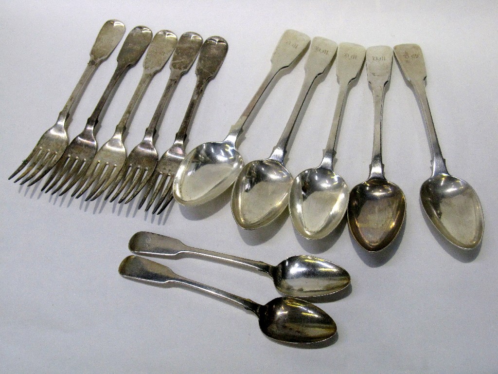 Appraisal: Lot comprising set of five silver dinner forks Edinburgh five