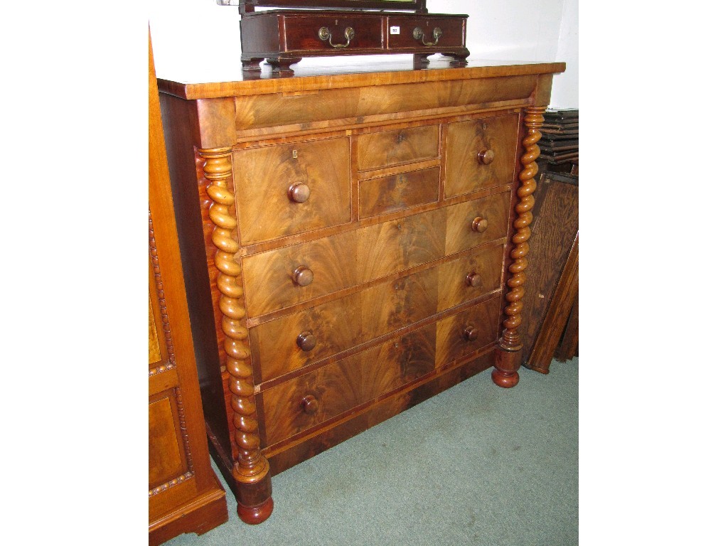 Appraisal: Victorian mahogany barley twist column chest