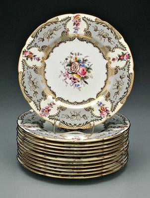 Appraisal: Set of Coalport plates similar hand painted central floral bouquets