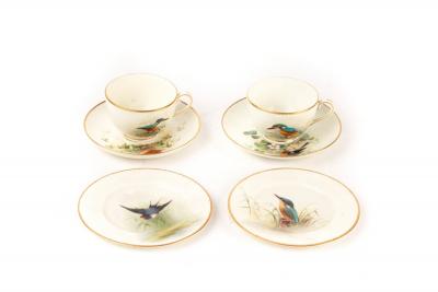 Appraisal: Two Royal Worcester ornithological trios decorated by William Powell