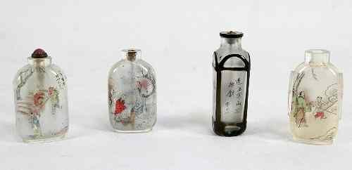 Appraisal: A collection of three Chinese snuff bottles each painted with