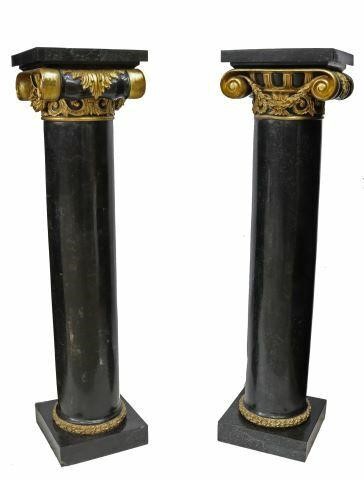 Appraisal: pair Architectural tessellated stone pedestal stands th c in the