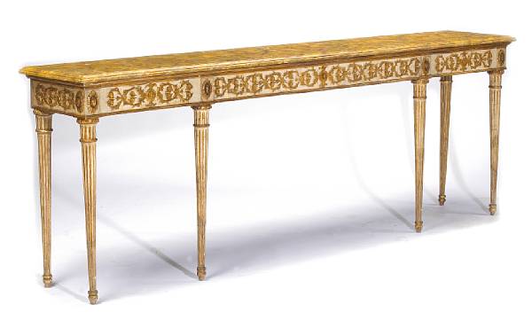 Appraisal: A Louis XVI faux marble painted and parcel gilt console