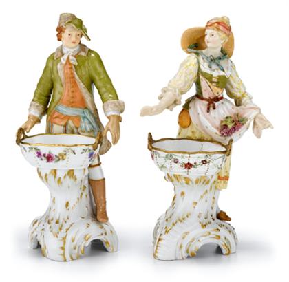 Appraisal: Pair of KPM porcelain figural salts early th century Modeled