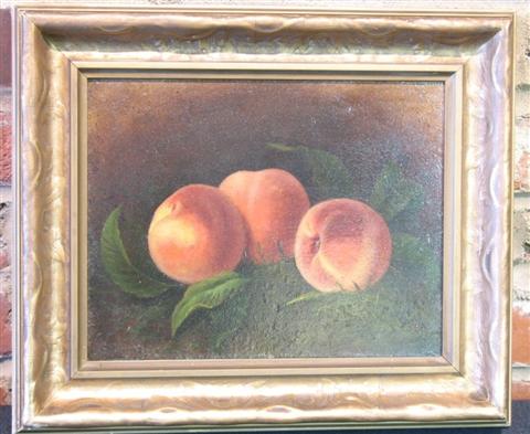 Appraisal: AMERICAN SCHOOL PEACHES Oil on board x in sight Framed