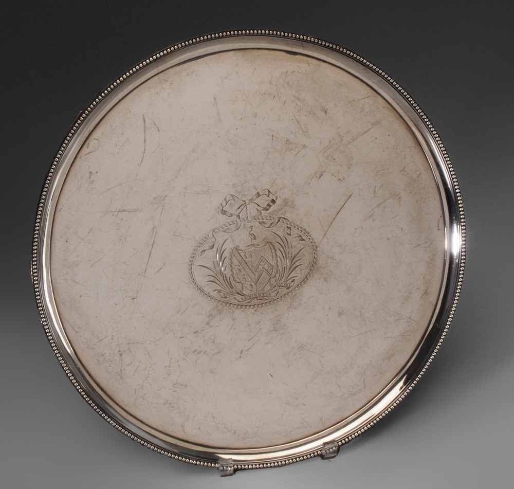 Appraisal: George III English Silver Tray London round with beaded border