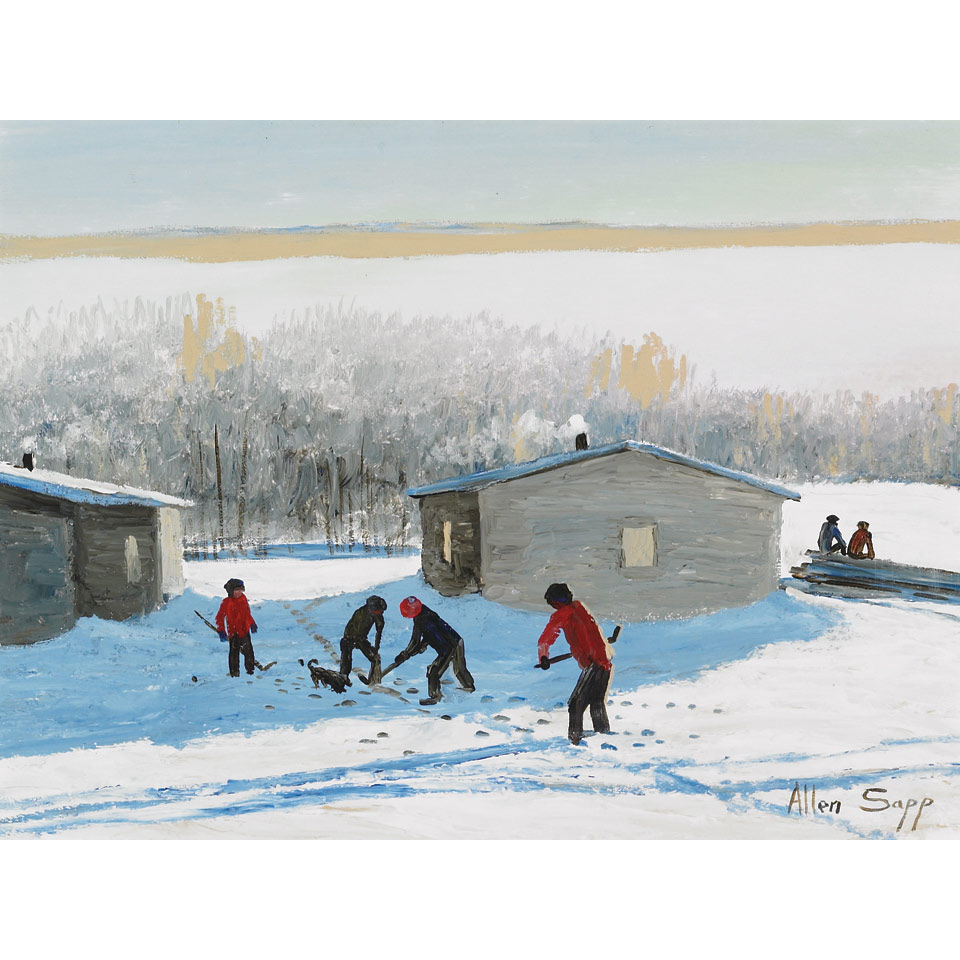 Appraisal: ALLEN SAPP R C A SHINNY IN THE SNOW acrylic