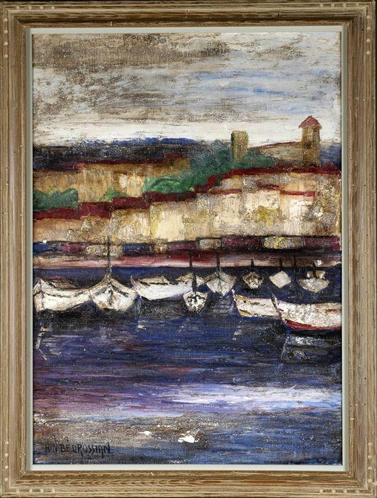 Appraisal: European School Le Petit Port Acrylic on canvas signed H