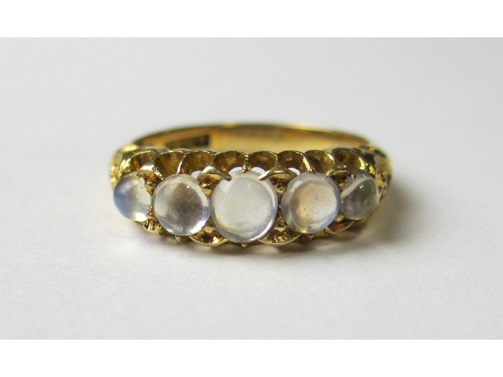 Appraisal: A Victorian eighteen carat gold moonstone five stone ring