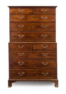 Appraisal: An English Oak Chest on Chest th century in two