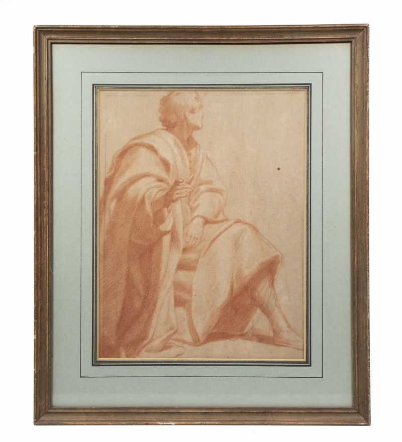 Appraisal: OLD MASTER DRAWING Sanguine Drawing of a Seated Robed Man