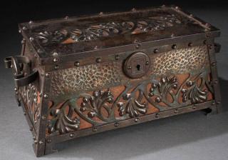 Appraisal: AUSTRIAN ART NOUVEAU STEEL LIDDED CASKET A VERY FINE AUSTRIAN