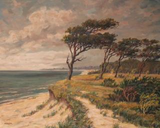 Appraisal: Moller th c Continental School Coastal Landscape Oil on canvas