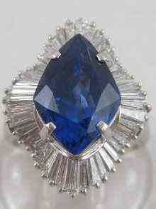 Appraisal: A platinum sapphire and diamond ring the sapphire of good