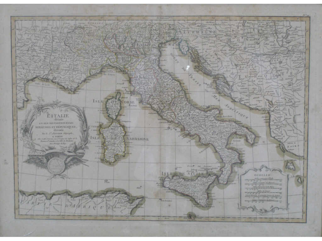 Appraisal: Antique Copperplate Map of Italy L' Italie Divisee en Ses