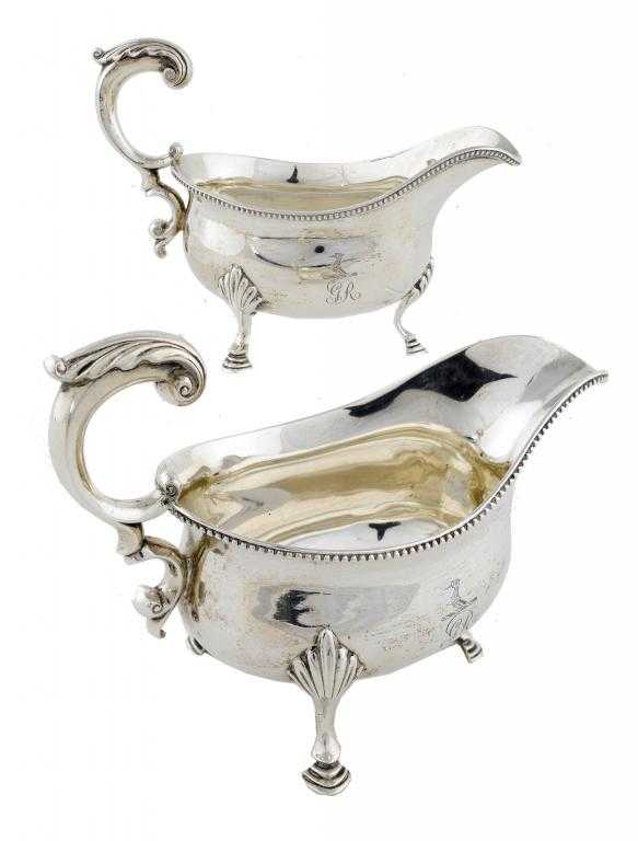 Appraisal: A GEORGE III SAUCE BOAT AND A MATCHING EARLY VICTORIAN