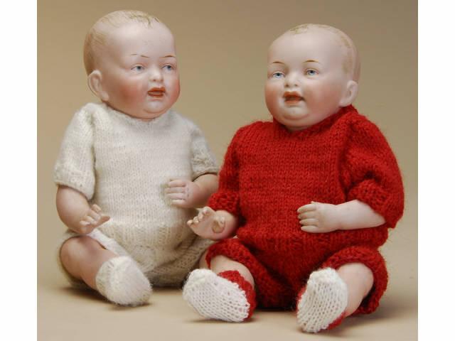 Appraisal: All Bisque Kestner Twin Babies Germany ca both unmarked bisque