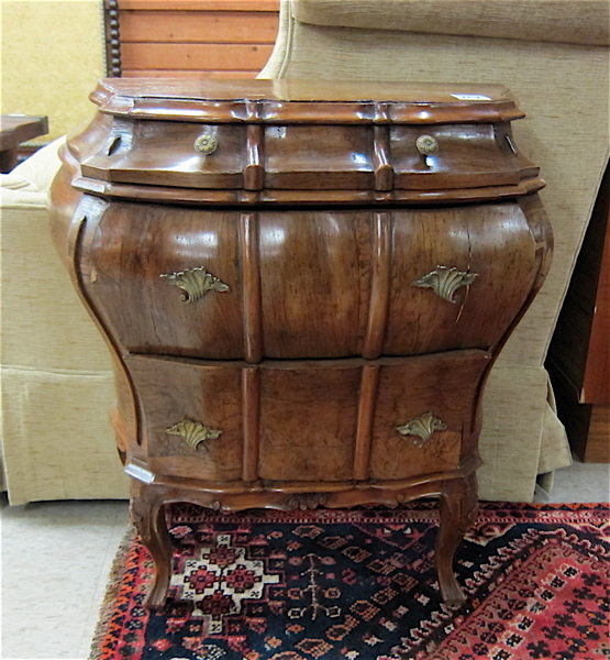 Appraisal: PETITE THREE-DRAWER BOMBE COMMODE Venetian Baroque style early th century