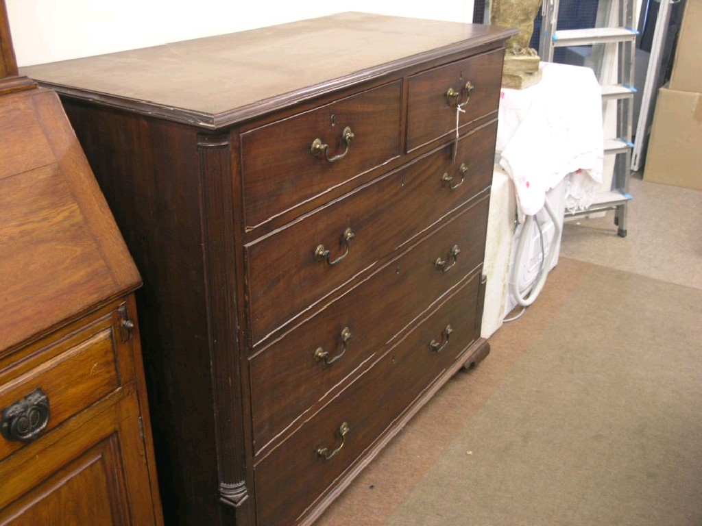 Appraisal: A late George III mahogany chest of drawers two short