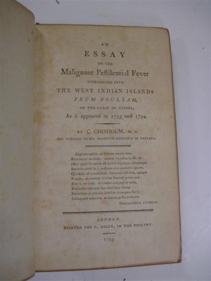 Appraisal: vols Medicine - Pestilential Epidemics in the Americans Chisholm C